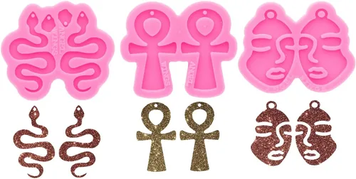 Vista 8 de 1 pieza de la serie de Navidad Mini Ear Studs árbol de Navidad/rompecabezas/notas musicales pendientes de resina molde de silicona, joyería DIY