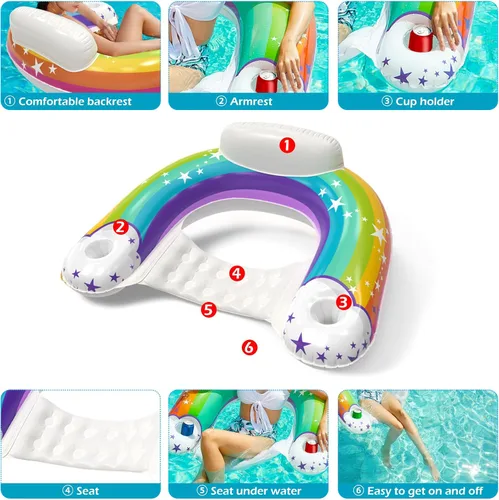Vista 7 de Jasonwell Silla flotante inflable para piscina - Flotadores de piscina, silla flotante para piscina, flotadores de descanso para piscina, silla