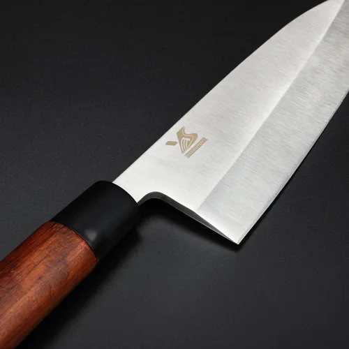 Vista 9 de MSY BIGSUNNY 7 pulgadas Deba cuchillo cocina cocina chef sushi cuchillo de acero inoxidable de alto carbono hoja con mango de madera de rosa
