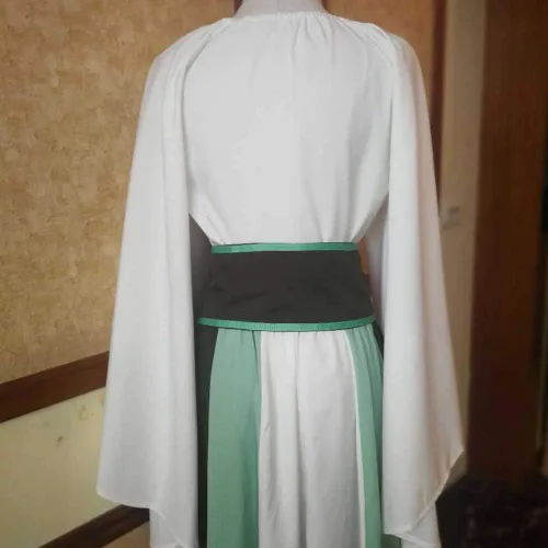 Vista 4 de Abaowedding Disfraz medieval renacentista para mujer, vestido retro gótico con mangas de trompeta