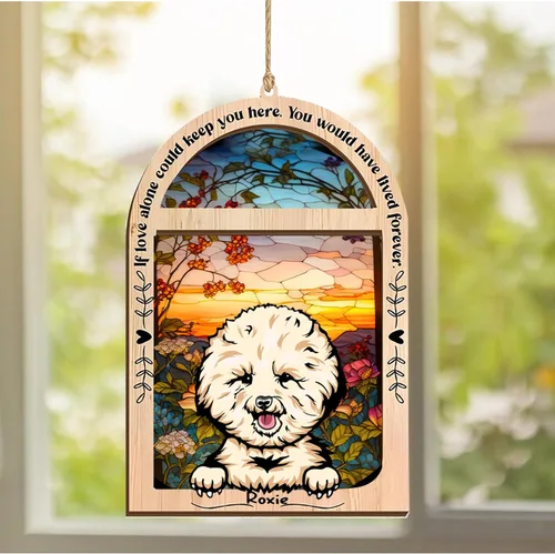 Vista 259 de LOVELYPOD Adorno de Navidad personalizado de sabueso afgano, atrapasoles con nombre, regalos de pérdida de mascotas, regalos para amantes