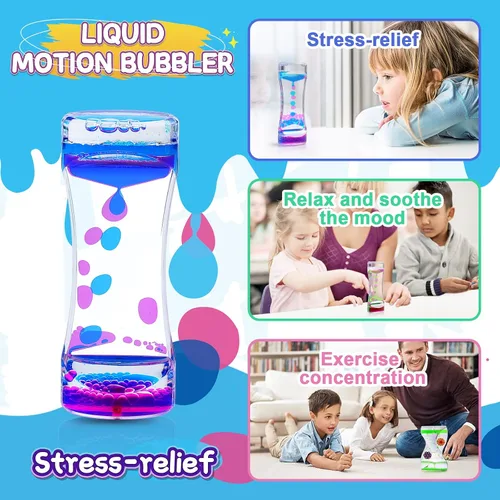 Vista 3 de Paquete de 3 temporizadores de burbujas de movimiento líquido para caliming, juguetes sensoriales, juguetes para el autismo, juguete para ansiedad