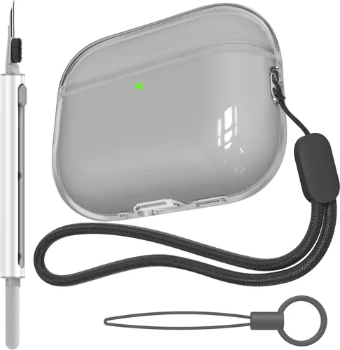 Vista 17 de Funda transparente compatible con AirPods Pro 2, funda protectora de TPU suave [LED frontal visible] [antiamarilleo] compatible con AirPods Pro