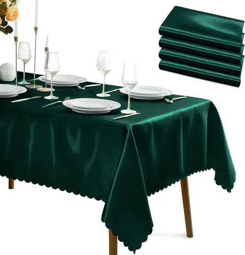 Vista 9 de KKJIAF Paquete de 1 mantel de satén negro de 58 x 102 pulgadas, rectangular, brillante, sedoso y suave, para decoración de banquete de boda, fiesta