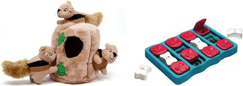 Vista 9 de Outward Hound Hide A Squirrel - Rompecabezas de peluche para perros (mediano) y ladrillo de perro, juguete interactivo para perros