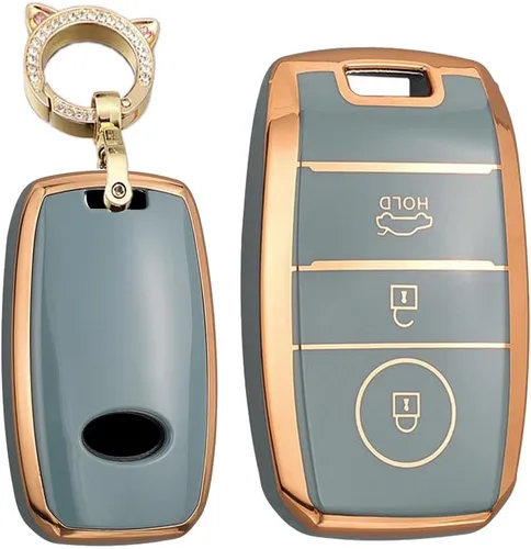 Vista 7 de Funda para llave compatible con Kia K3 K5 Cerato Soft TPU Llavero Keyshell Key Holder Key Protector 3 Botón Rojo
