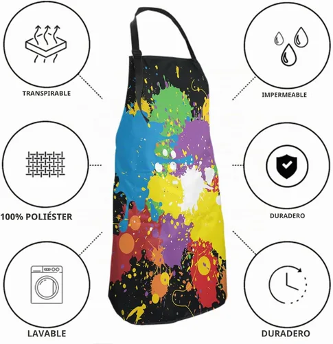 Vista 6 de Delantal impermeable con cuello ajustable para cocina, cocina, jardinería, aseo