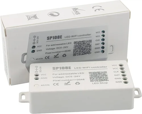 Vista 9 de VIPMOON SP108E controlador WiFi LED, control remoto inalámbrico para WS2811 WS2815 WS2801 SK6812 WS2813 SK9822 APA102C RGB direccionable tira