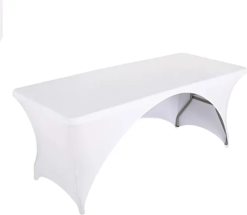 Vista 20 de LZY Paquete de 2 manteles ajustables para mesas plegables de 6 pies, espalda abierta, manteles rectangulares de elastano/elástico/elásticos