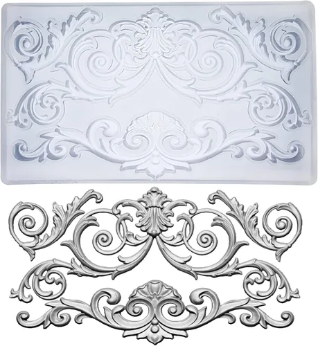 Vista 29 de Moldes de arte para arcilla polimérica, arcilla que se seca al aire, yeso, resina epoxi, fondant, decoración de pasteles, 3 molduras decorativas