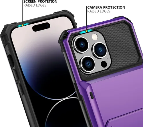 Vista 108 de Nvollnoe - Funda para iPhone 14 con tarjetero [tienda de 5 tarjetas] Negro - Almacenamiento más grande