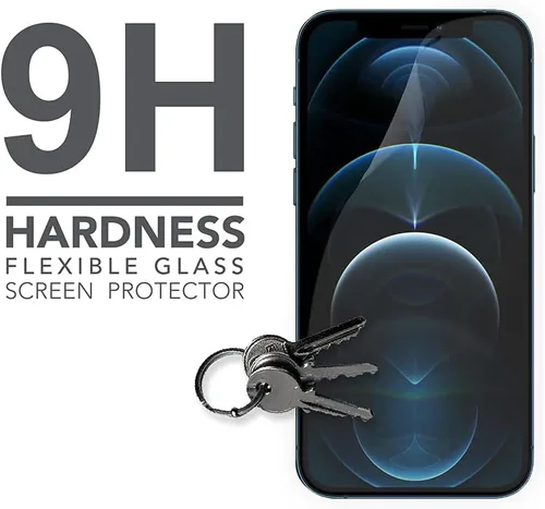 Vista 4 de Armor Protector de pantalla de cristal flexible para iPhone 12 Pro Max, 9H con HD Flexible Glass