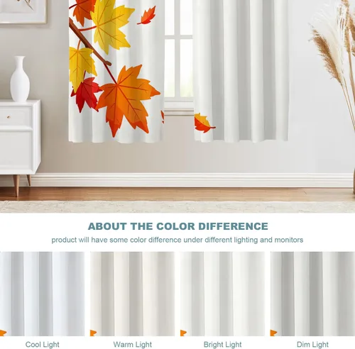 Vista 320 de Shrahala Orange Autumn Autumn Blackout Curtain Tiers, Fall Kitchen Valance Light Blocking Tier Drapes with Rod Pocket, 2 Pack 26 X 24 in