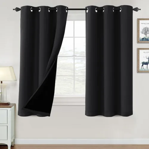 Vista 35 de H.VERSAILTEX Cortinas 100% de opacidad para dormitorio, con aislamiento térmico, cortinas opacas de 63 pulgadas de largo, cortinas de bloqueo