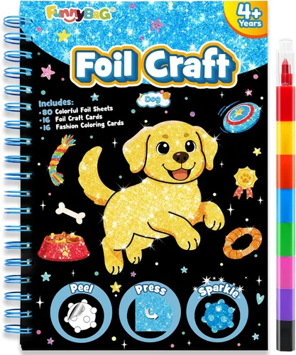 Vista 25 de FUNNYB&G Arte en papel de aluminio para niños - Manualidades de Navidad, regalos de fiesta, rellenos de calcetines para niños, suministros de arte
