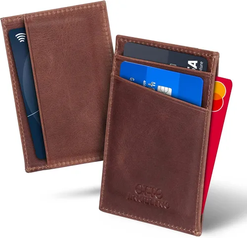 Vista 3 de Cartera de piel auténtica, tarjetas bancarias, dinero, tarjetero de licencia de conducir, unisex
