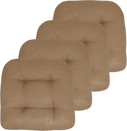 Vista 45 de Sweet Home Collection - Cojines para silla de patio y exterior, almohadillas prémium con relleno grueso y cómodo de fibra, mechones, 19 x 19 Negro