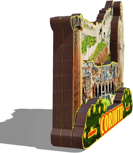 Vista 2 de Corinth Grecia - Imán de madera 3D para nevera, recuerdos coleccionables, decoración hecha a mano, manualidades 3