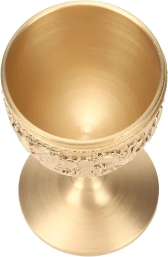 Vista 3 de Honio Copa de oro, diseño en relieve retro elegante copa de vino de latón para banquete