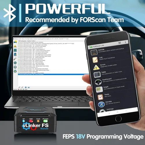 Vista 4 de Vgate vLinker FS Bluetooth OBD2 Herramienta de escaneo de diagnóstico, lector de código de coche OBDII para iOS, Android y Windows OBDII - Lector