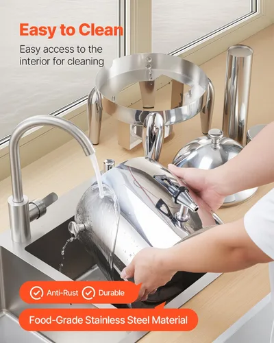 Vista 6 de VEVOR Dispensador de bebidas de acero inoxidable, dispensador de bebidas de 2.7 galones con quemador de alcohol, dispensadores de bebidas calientes