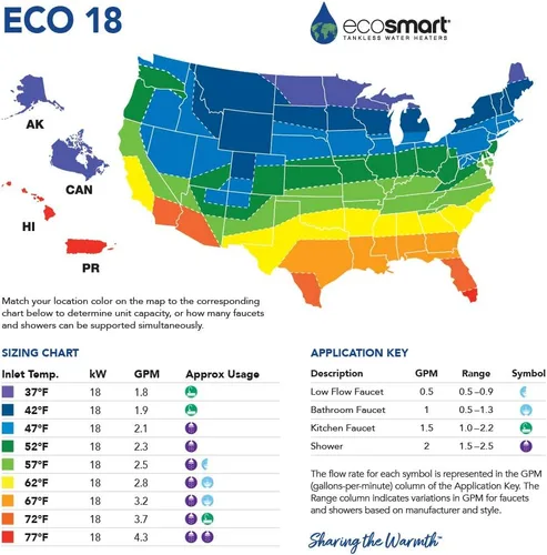 Vista 2 de EcoSmart ECO 18 - Calentador de agua eléctrico sin tanque, 18 KW a 240 voltios, con tecnología patentada de modulación automodulante, 17 x 14 x 3.5