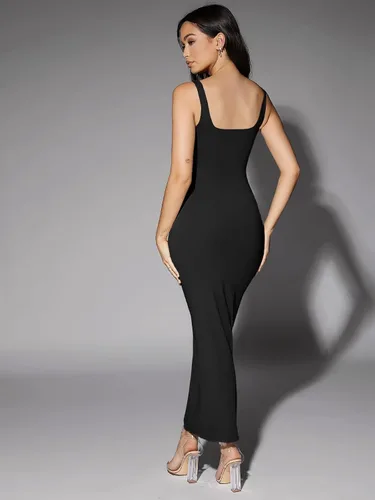 Vista 2 de Verdusa Vestido largo sin mangas con cuello cuadrado sin espalda para mujer