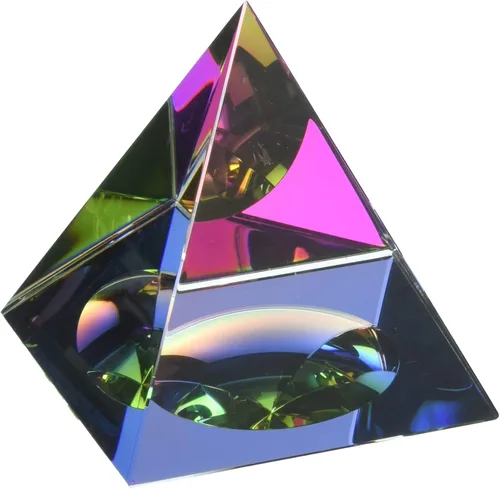 Vista 6 de Amlong Crystal Pirámide iridiscente: colores del arco iris de 2.5 pulgadas de alto con caja de regalo