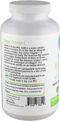 Vista 3 de One Planet Nutrition Nano Vitamina C 250mg Vitamina C soluble en agua para hombres y mujeres, vitamina C sin OMG para apoyo inmunológico, buena