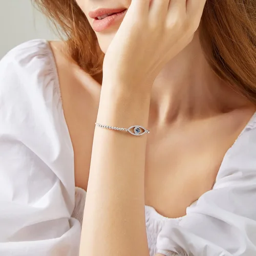 Vista 21 de Evil Eye Bracelets Hamsa Bracelet - 18K Gold Plated Adjustable Eye of Protection Bracelet Silver Evil Eye Amulet ojo Bracelet Gold Evil Eye Jewelry