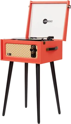 Vista 11 de Arkrocket Discovery II Tocadiscos retro de 3 velocidades con Bluetooth, consola con altavoces integrados y patas extraíbles (negro)