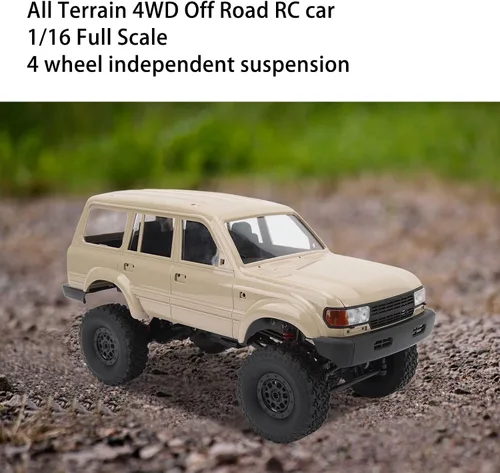 Vista 5 de Naroote RC Crawler, 500mAh 2.4GHz 1/16 Escala Completa Vehículo RC Camión Interior (Caqui)