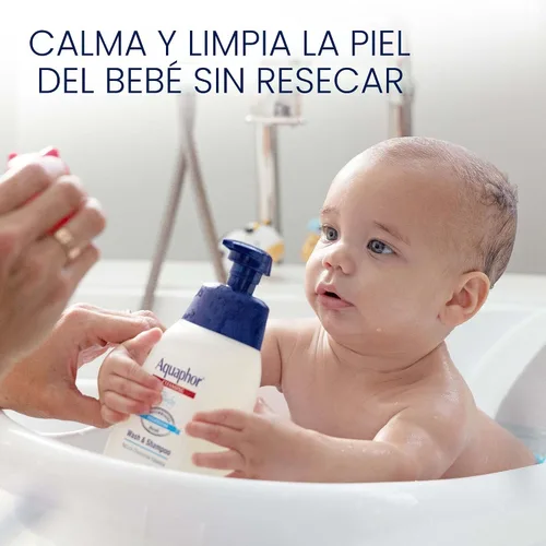 Vista 4 de Gel Aquaphor de ducha y champú para bebé, Transparente, 1, 1