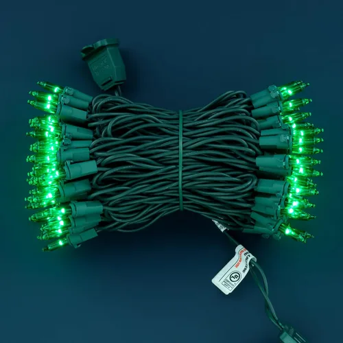 Vista 4 de YULETIME 100 luces de Navidad verdes, 33 pies de cable verde certificado UL como incandescentes, mini cadena de luces LED Incandescent-Like LED