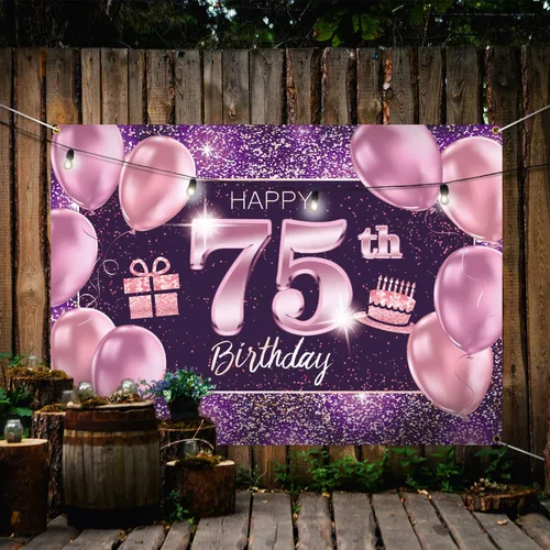 Vista 5 de pancarta grande rosa con texto en inglés “Happy Birthday