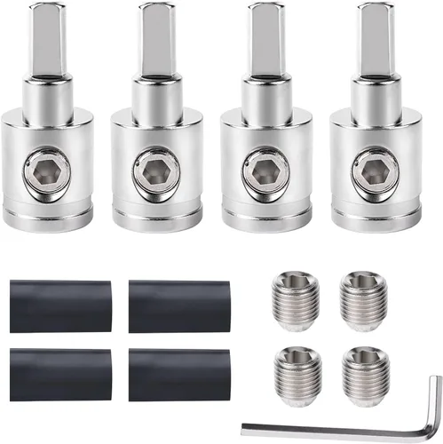Vista 10 de 2 piezas de reductor de cable de audio de estéreo de coche resistente - calibre 0 a calibre 4 para entrada de amplificador, conexión de pin AWG