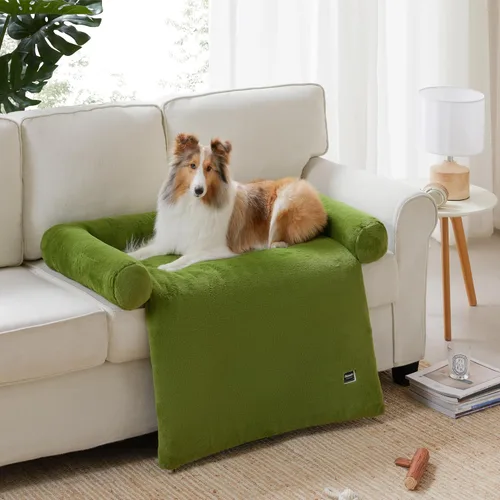 Vista 10 de Allisandro Tapete de cama calmante para perro, funda de sofá lavable para perros, cómoda y antideslizante con cojín, funda protectora impermeable