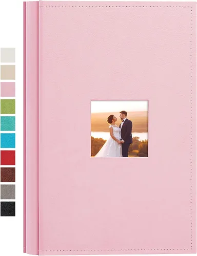 Vista 13 de potricher Álbum de fotos pequeño de 4 x 6 pulgadas, 100 fotos, cubierta de cuero, libro de fotos con 100 bolsillos horizontales para familia, boda