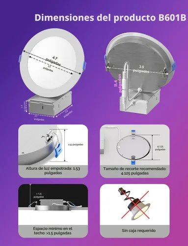 Vista 6 de Iluminación empotrable inteligente Govee de 4 pulgadas, luz LED RGBWW con conexión directa Wi-Fi Bluetooth, 65 modos de escena, compatible con Alexa