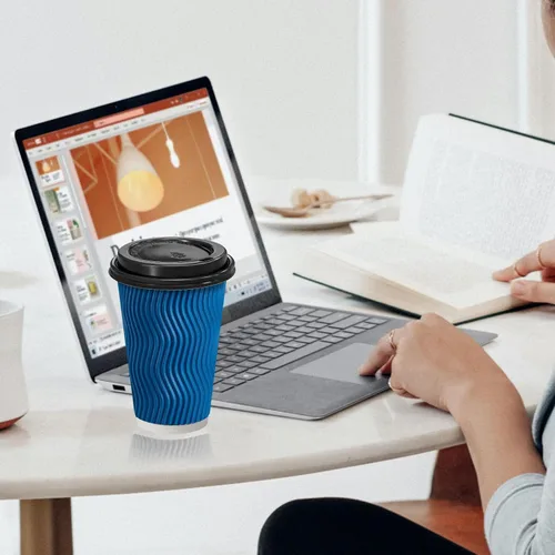 Vista 5 de Clawsoff Paquete de 500 tazas de café de 16 onzas con tapas, desechables Blanco