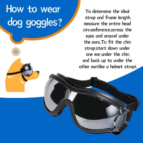Vista 7 de Gafas de Sol para Perros Gafas Protectoras para Perros, Protección UV, Protección contra Viento, Polvo, Niebla, Gafas para Mascotas, Protección