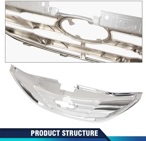 Vista 8 de PIT66 Conjunto de parrilla delantera cromada compatible con Sonata 2011 2012 2013 HY1200154 863503S100