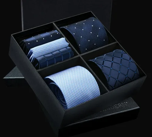 Vista 2 de HISDERN Juego de corbatas extralargas para hombre y pañuelo de bolsillo de 63 pulgadas, colección XL, caja de regalo, corbata, lote de 3