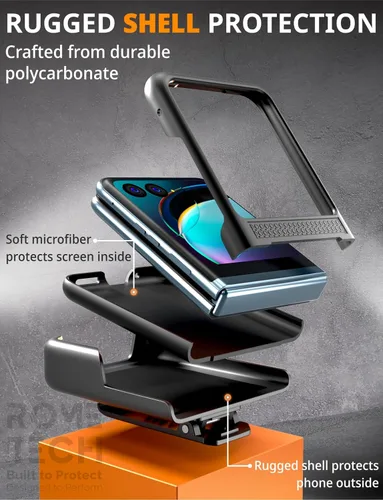 Vista 5 de Funda diseñada para Motorola Razr+ (2023) con funda de clip para cinturón, funda con función atril, color negro (Dotos)