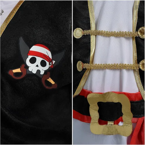 Vista 5 de Spooktacular Creations Disfraz de pirata para niños, conjunto de traje de pirata para niños pequeños de Halloween, fiesta temática de juego de rol