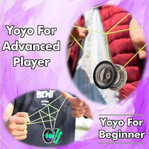 Vista 5 de YOYOSTUDIO Yoyo P1 Crystal Black & T16 Negro Verde Púrpura, Yoyos profesionales de doble propósito, paquete de 2, Yoyo sensible para niños de 8 a 12