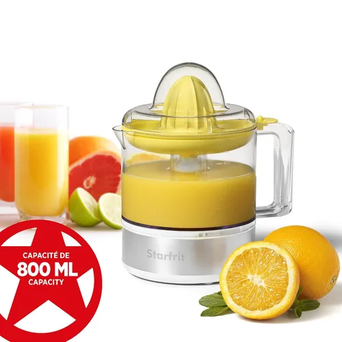 Vista 4 de Starfrit Exprimidor eléctrico de cítricos - 27.1 fl oz - Conos de jugo de 2 tamaños - Rotación inversa automática - 30W