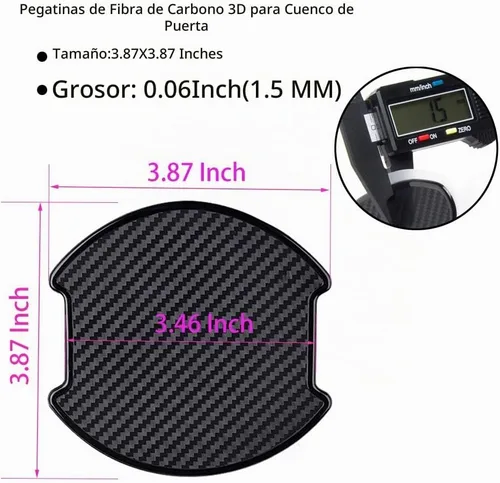 Vista 4 de Película universal de protección para manija de puerta de coche de Negro