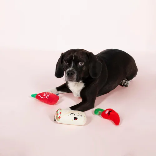 Vista 3 de Fringe Studio, Hot & Spicy - Juego de 3 juguetes de peluche para perros pequeños, colección PetShop (289435)