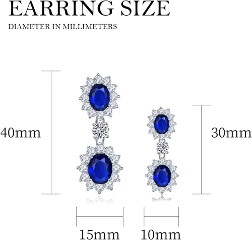 Vista 6 de LAVINA Aretes colgantes de circonita cúbica real, estilo princesa, Diana, elegantes, joyería brillante, lujosa, aretes de circonita cúbica